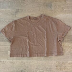 Women's Cropped Crewneck Tee - Dusty Rose